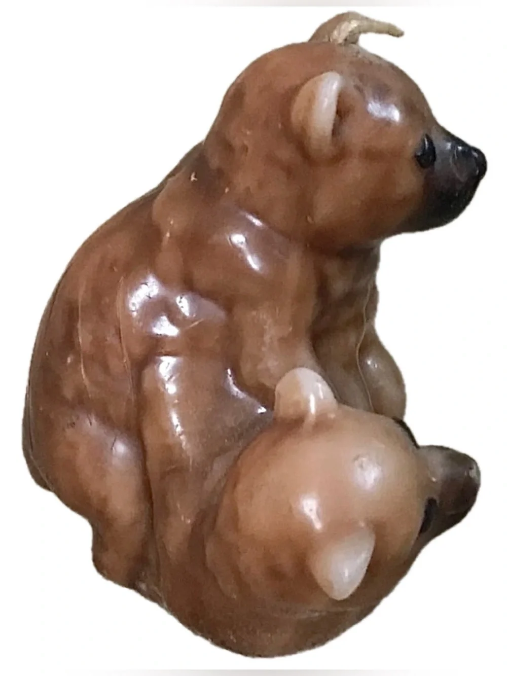 Brown Bear Molded Wax Candle Mama And Baby Cub Animals Rustic Cottagecore Cute